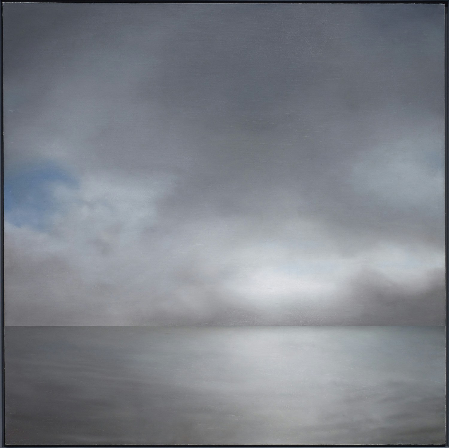 גרהרד ריכטר, Seestück (leicht bewölkt), 1969 — ים ושמיים נפגשים בקו אופק, בלי חוף ובלי סימן שממקם את הצופה